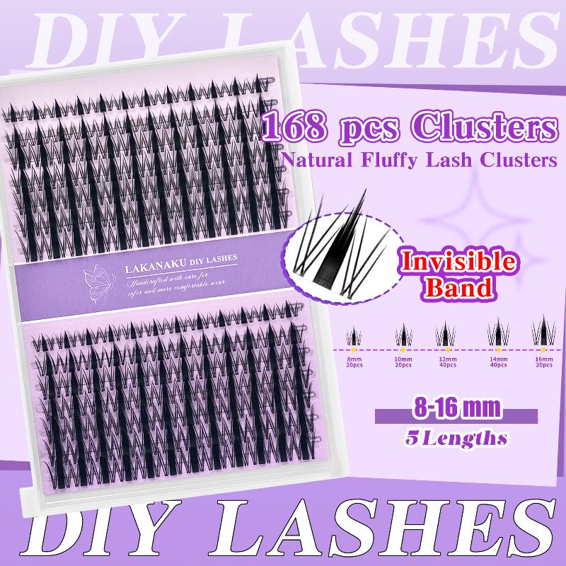 Eyelash Extension Cluster - Bulu Mata Alami, Cluster Individu, Tebal,